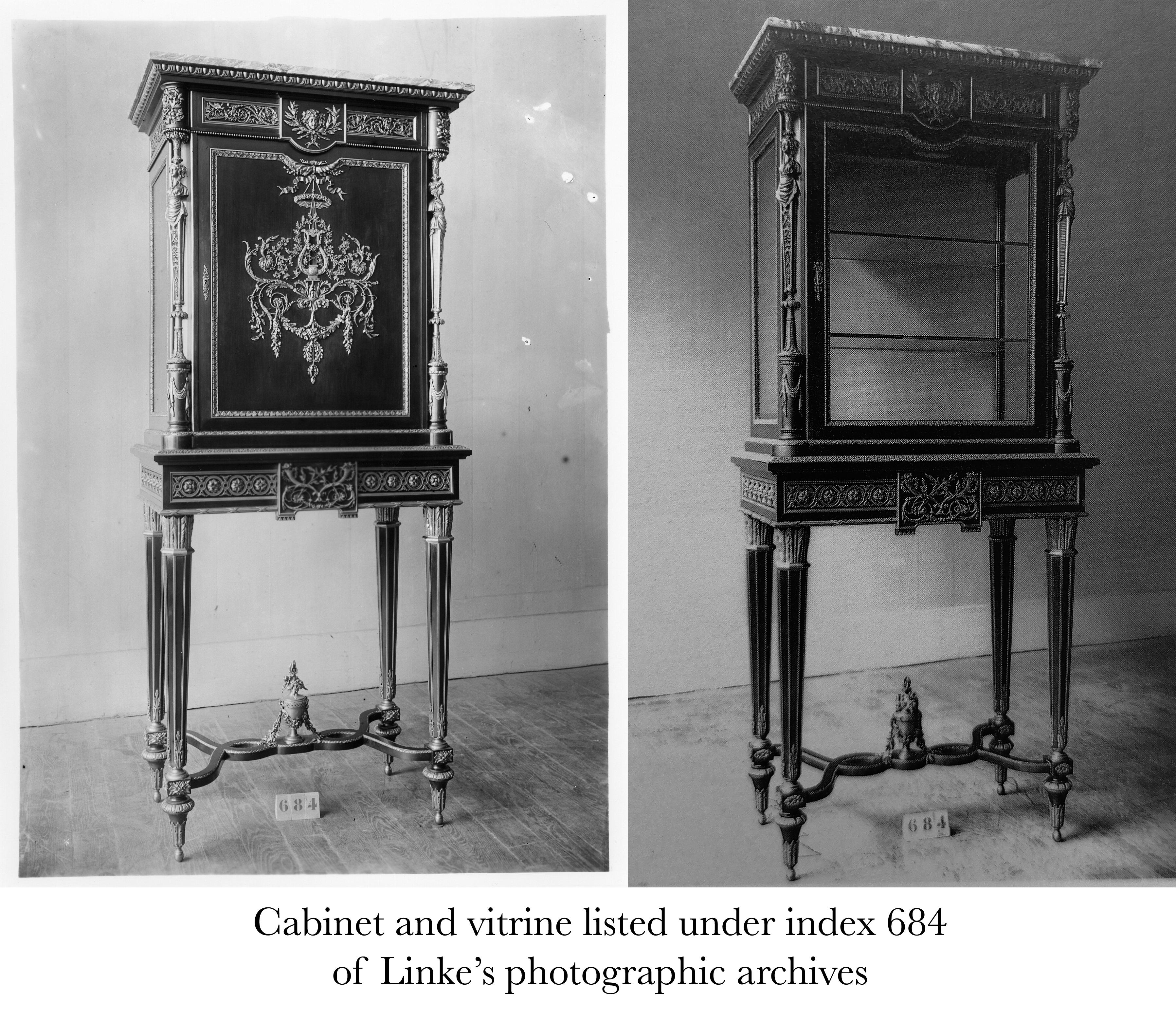 Louis XVI Style Cabinet and its Companion Vitrine by F.Linke, France, Circa 1890 For Sale 7