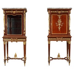 Louis XVI Style Cabinet and its Companion Vitrine by F.Linke, France, Circa 1890