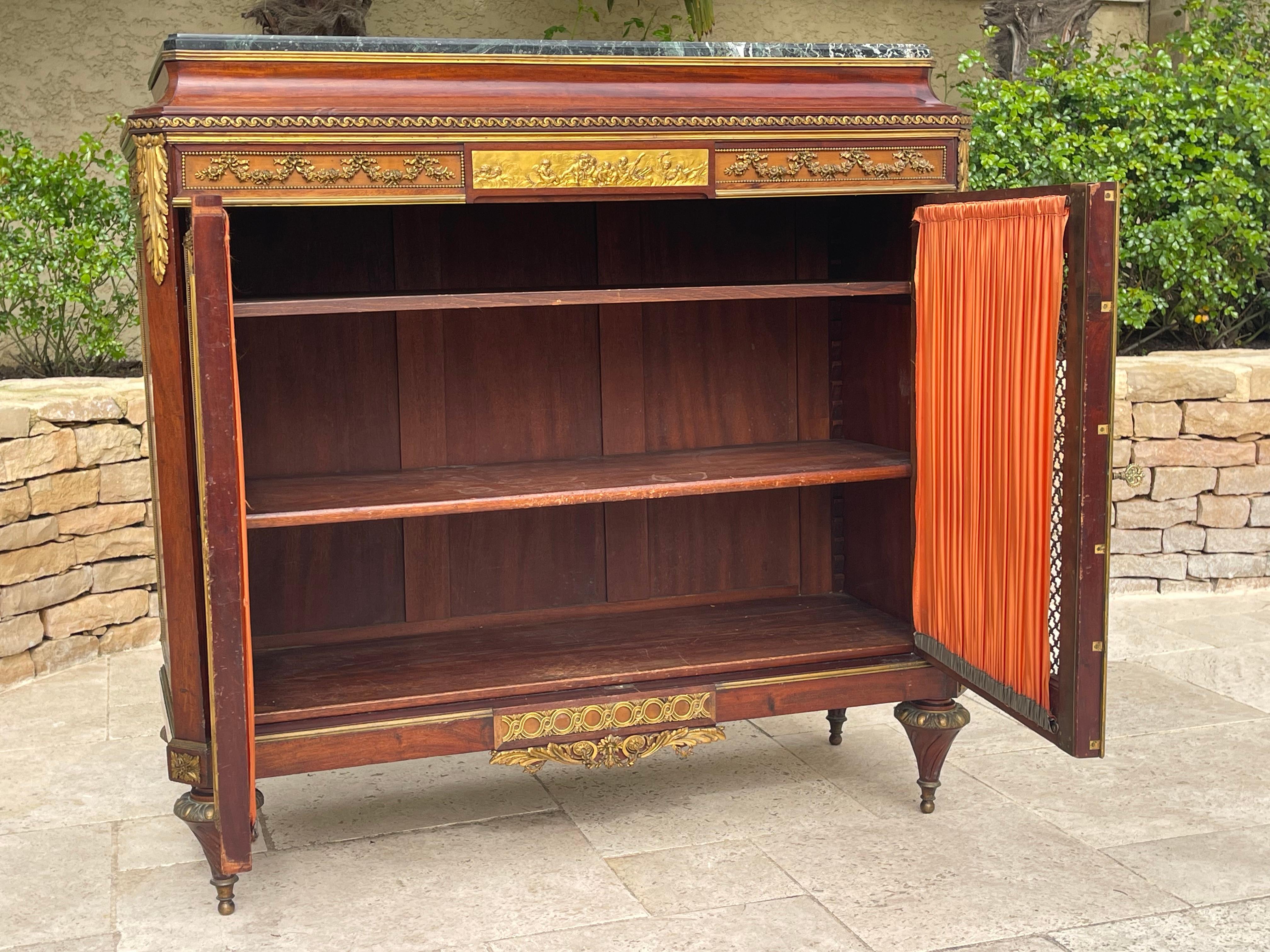 Louis XVI Style Cabinet In Mahogany and Bronze, XIXth century For Sale 5