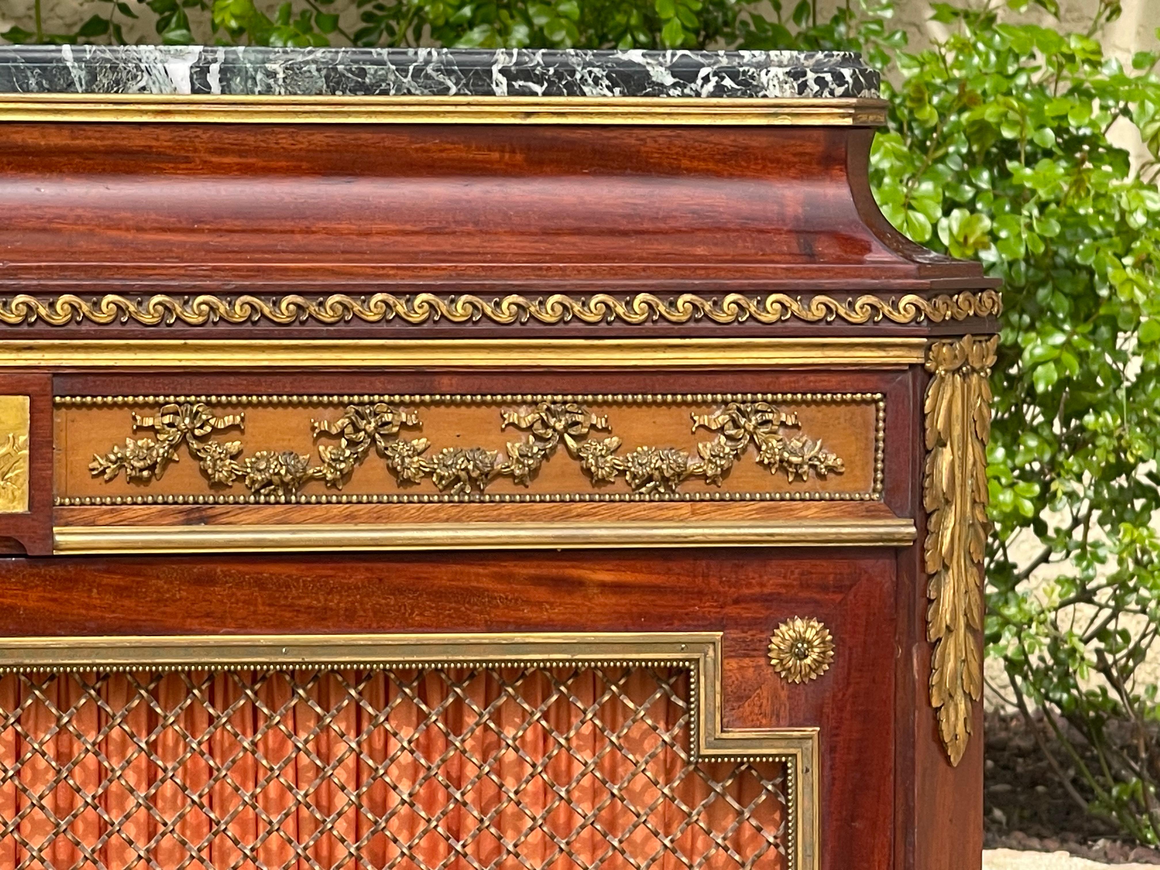 19th Century Louis XVI Style Cabinet In Mahogany and Bronze, XIXth century For Sale