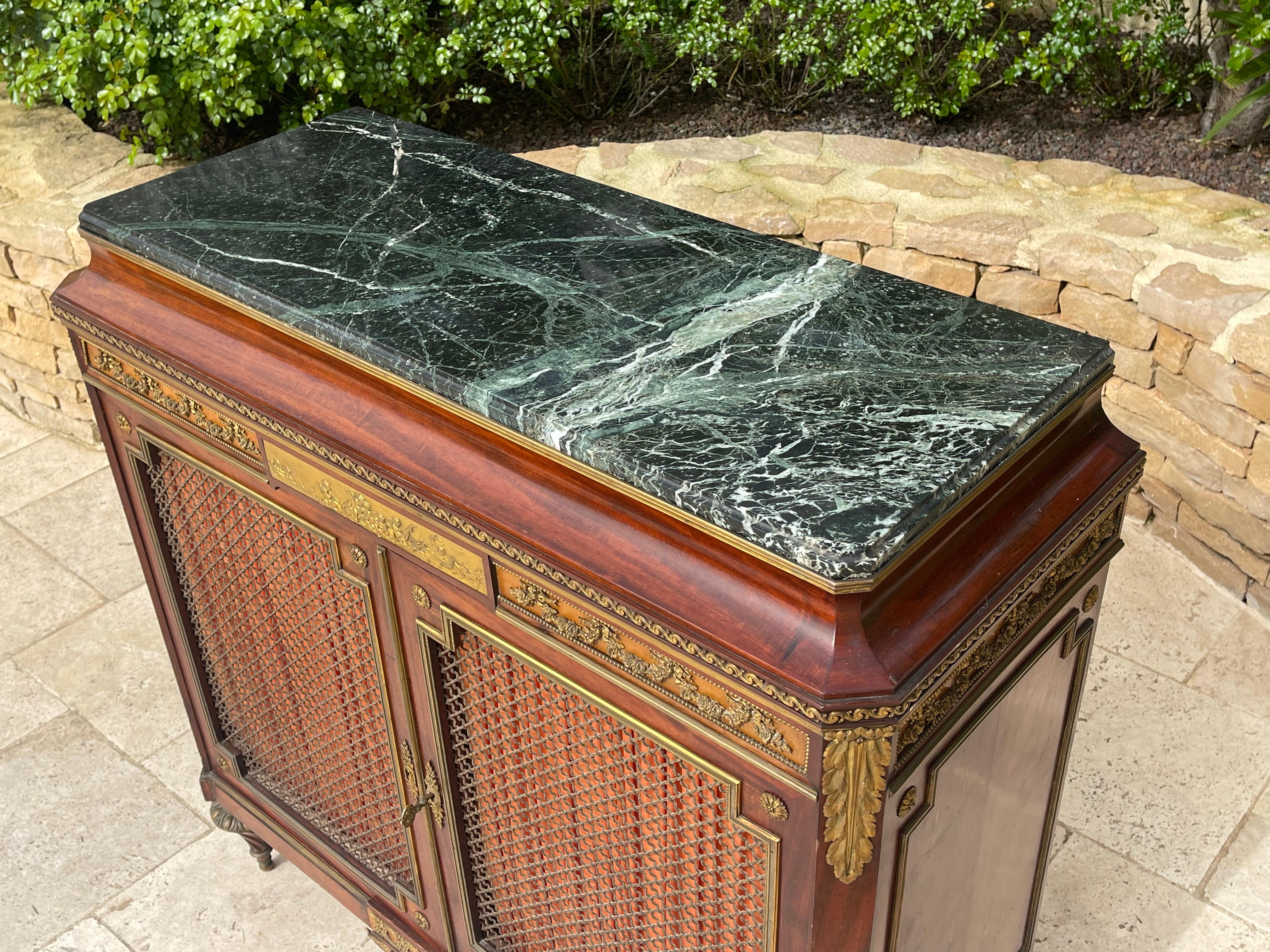 Louis XVI Style Cabinet In Mahogany and Bronze, XIXth century For Sale 2