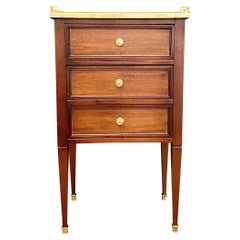 Louis XVI Style Cabinet or Nightstand with Marble Top, Bronze Gallery