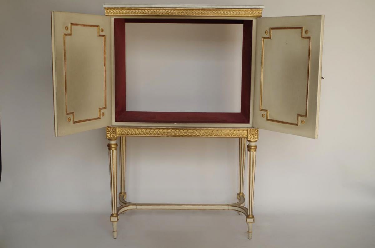 Lacquered Louis XVI Style Cabinet, TV Stand, circa 1960