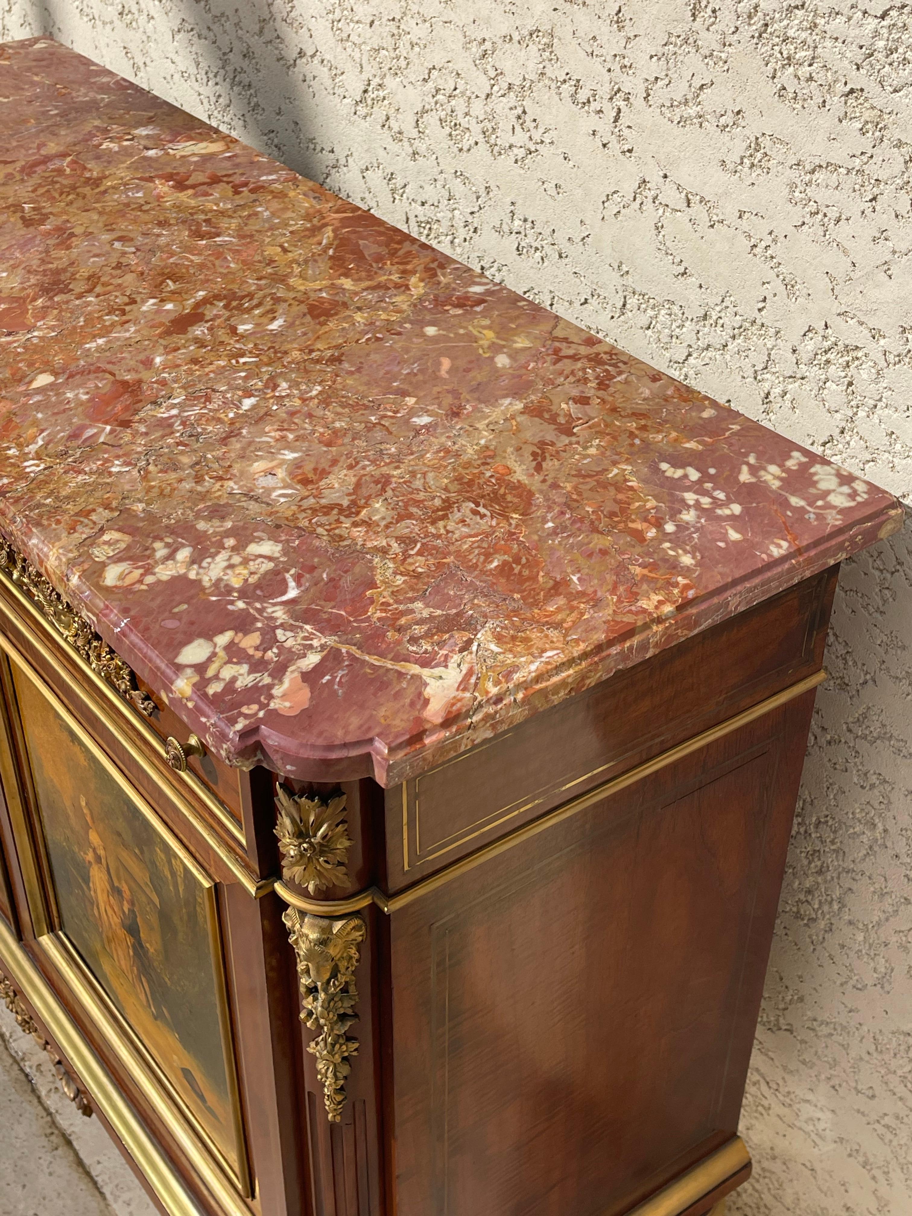 Gabinetto in stile Luigi XVI con scene in bronzo e Vernis Martin, XIX secolo in vendita 9