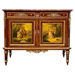 Kabinett im Louis-XVI-Stil mit Bronze und Vernis Martin-Szenen, XIX. Jahrhundert
