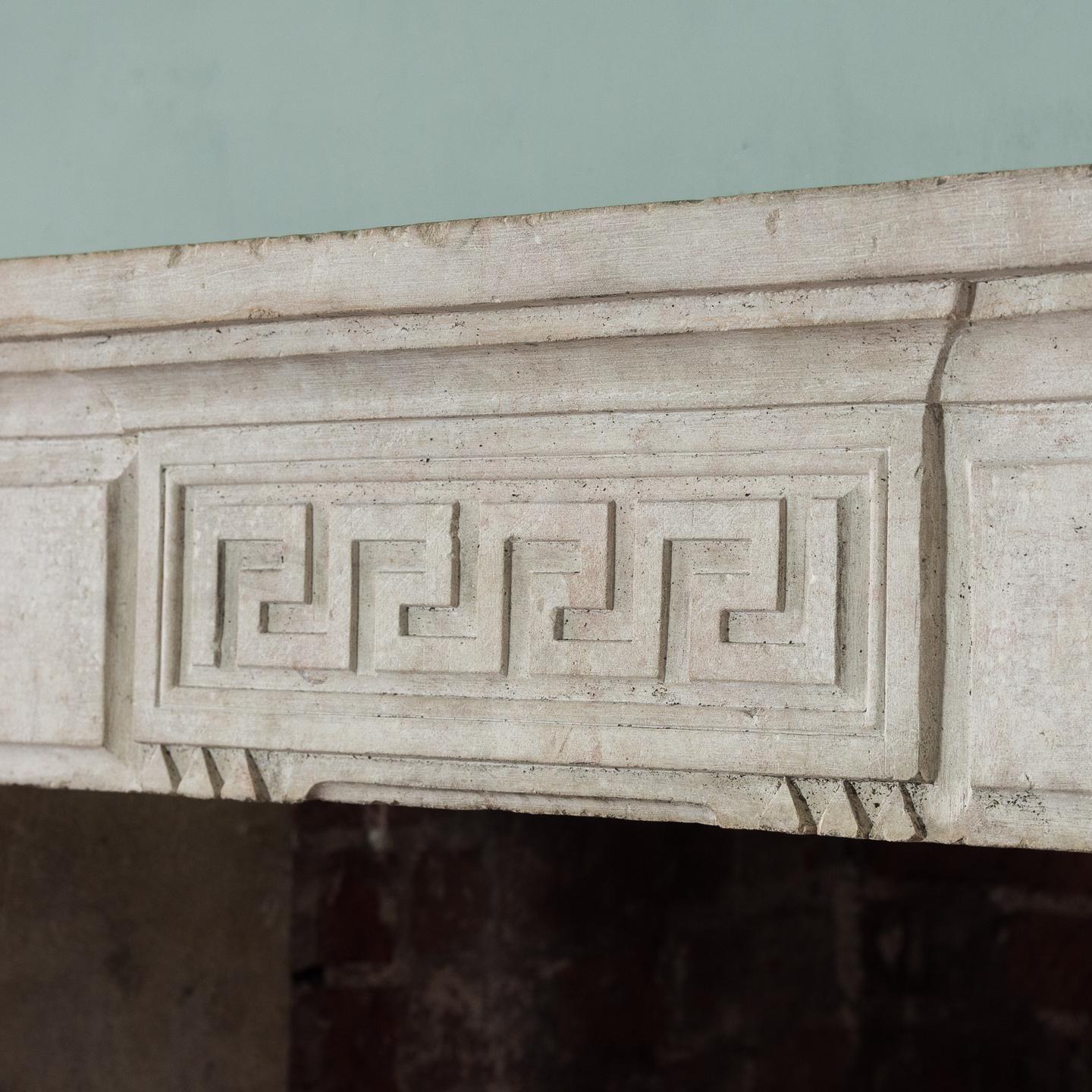 19th Century Louis XVI Style Caen Stone Firepalce