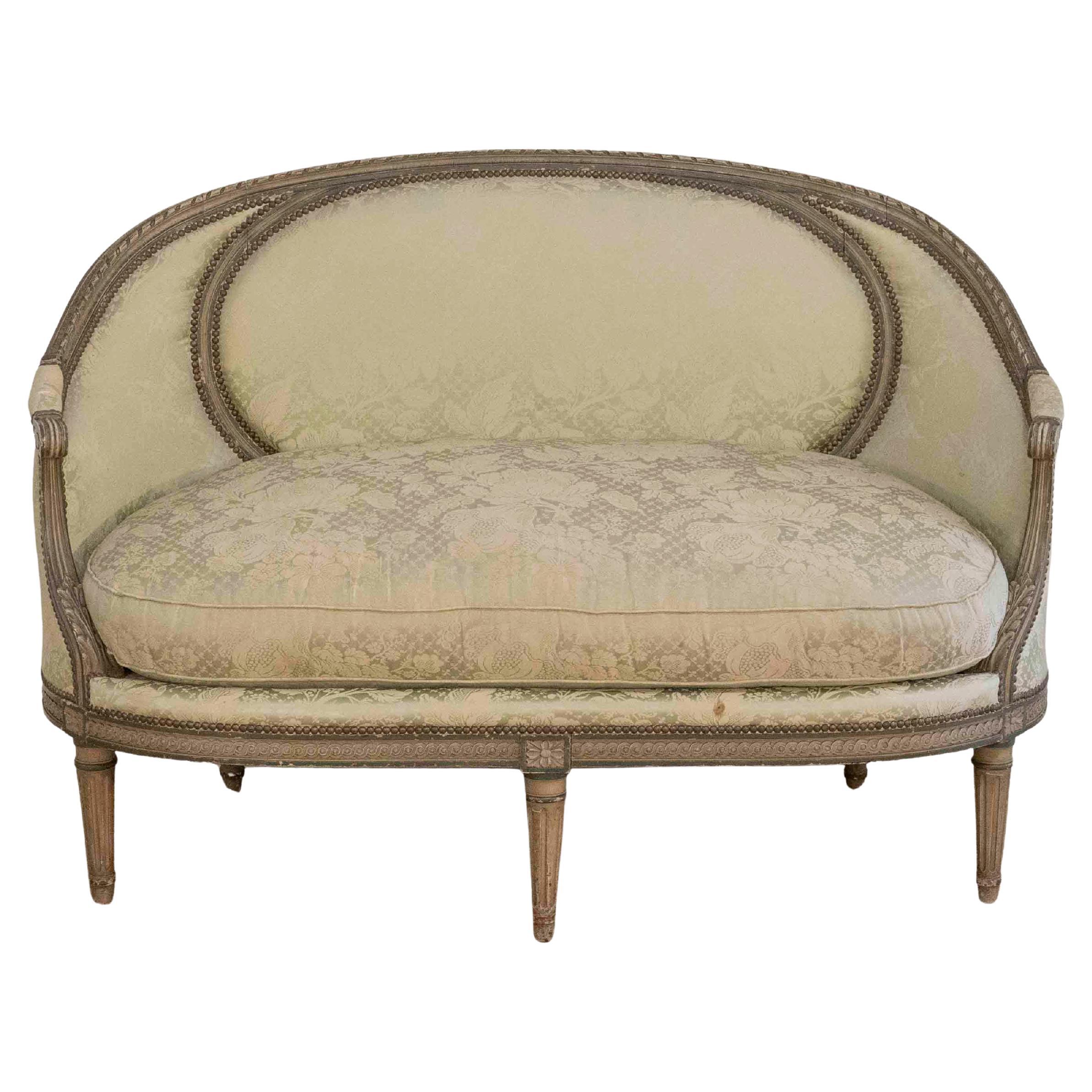 Louis XVI Style Canapé Corbeille in Painted Wood, 18th Century