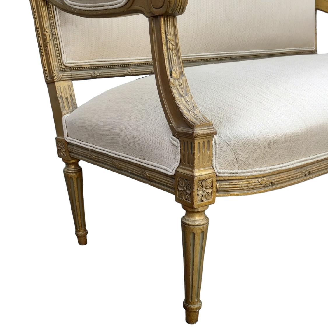 Louis XVI Style Canapé Upholstered circa 1890 For Sale 4