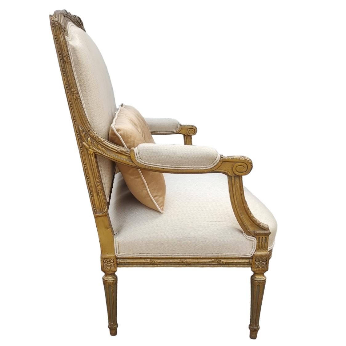 French Louis XVI Style Canapé Upholstered circa 1890 For Sale