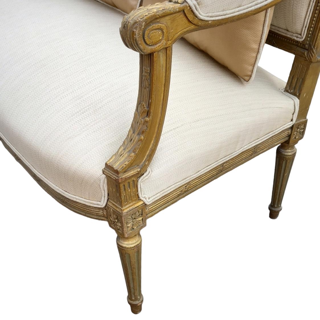Wood Louis XVI Style Canapé Upholstered circa 1890 For Sale