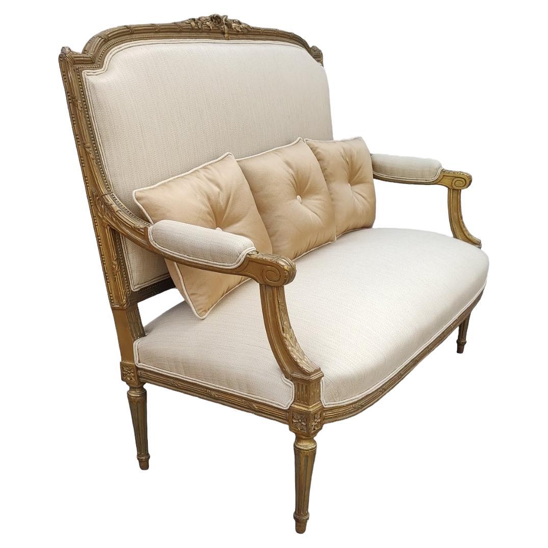 Canapé de style Louis XVI Upholstering circa 1890 en vente