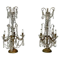 Used Louis XVI Style, Candelabras, Gilt Bronze, Crystal, France, 1930s