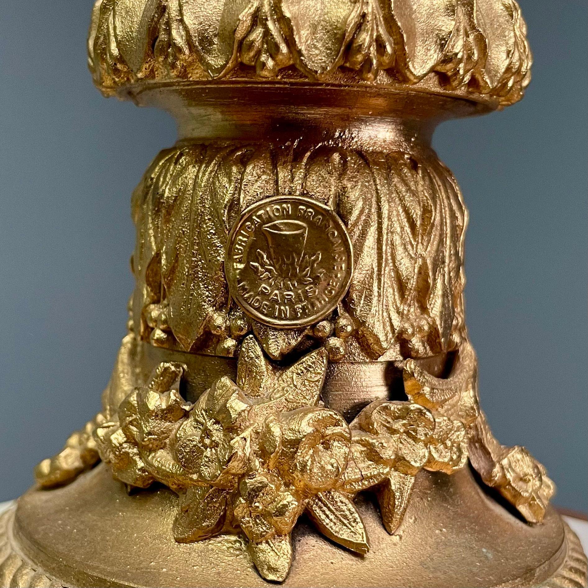 Louis XVI Style, Candelabras, Gilt Bronze, Marble, France, 1920s 3