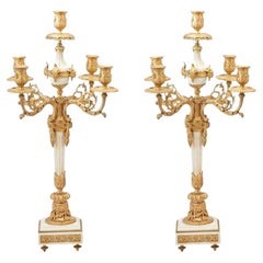 Used Louis XVI Style, Candelabras, Gilt Bronze, Marble, France, 1920s