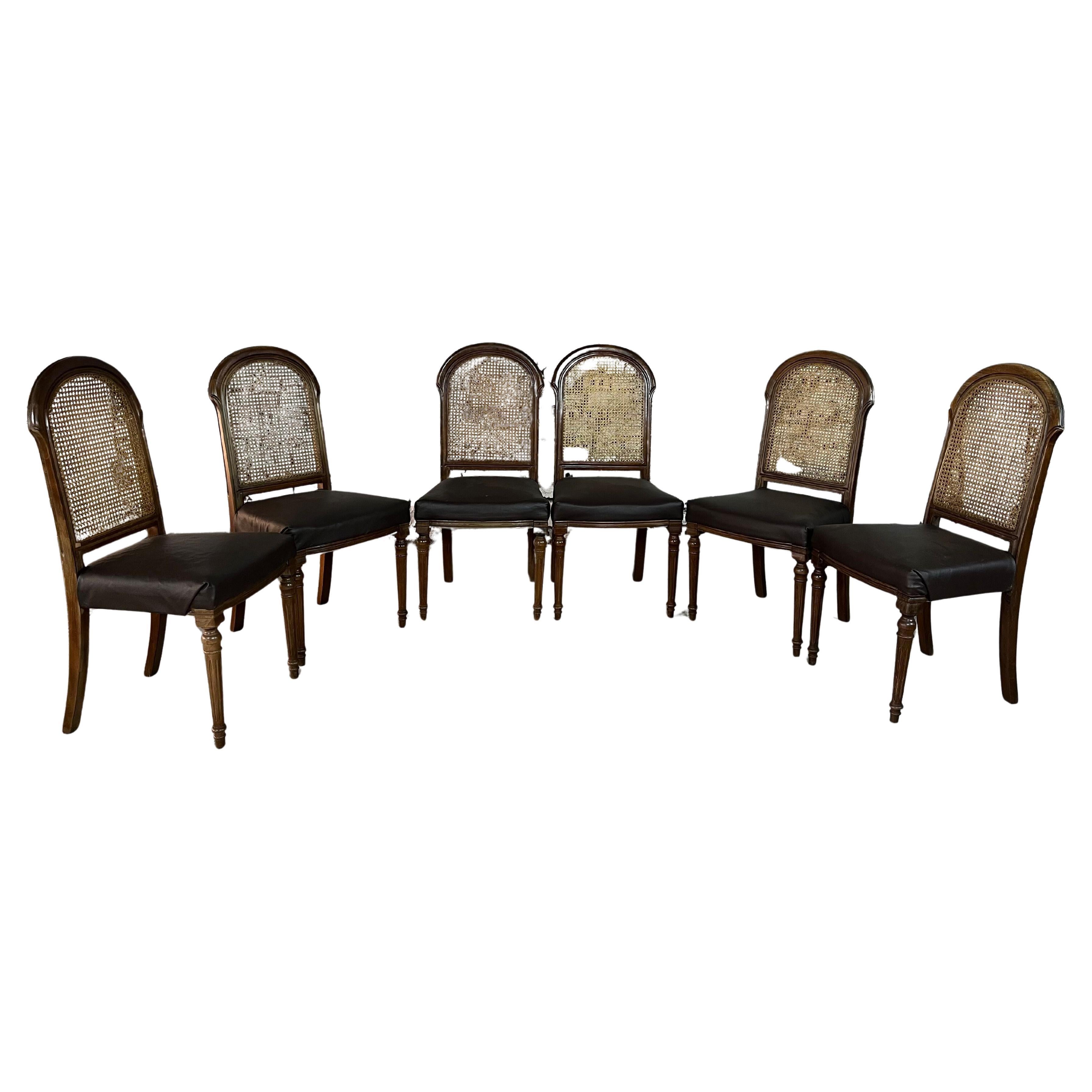 Louis XVI Style Cane Back Dining Chairs – Set of 6 im Angebot