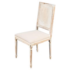 Louis XVI Style Cane Back Dining Chairs, Whitewashed, Sets of 2