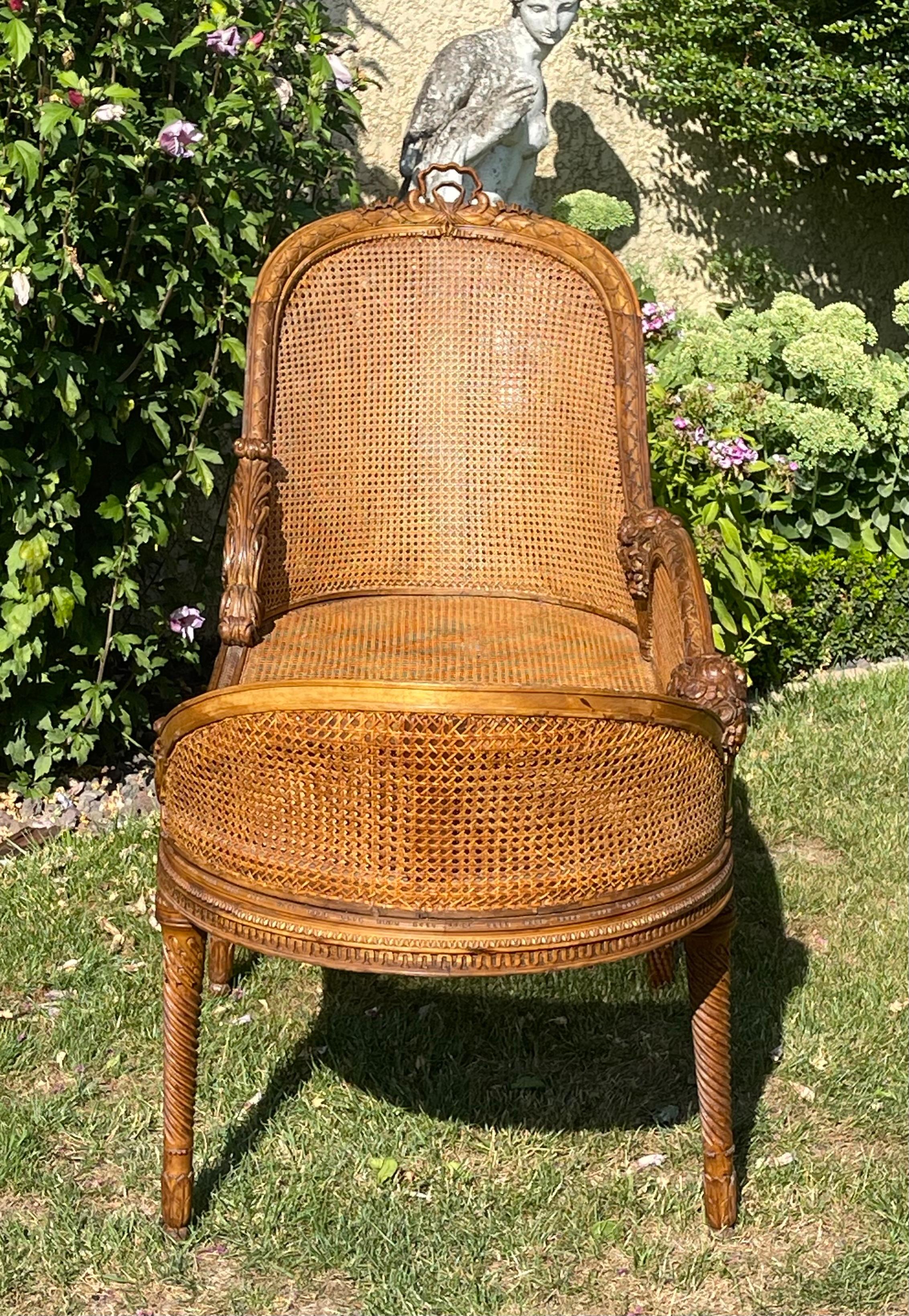 Louis XVI Style Cane Bench For Sale 10