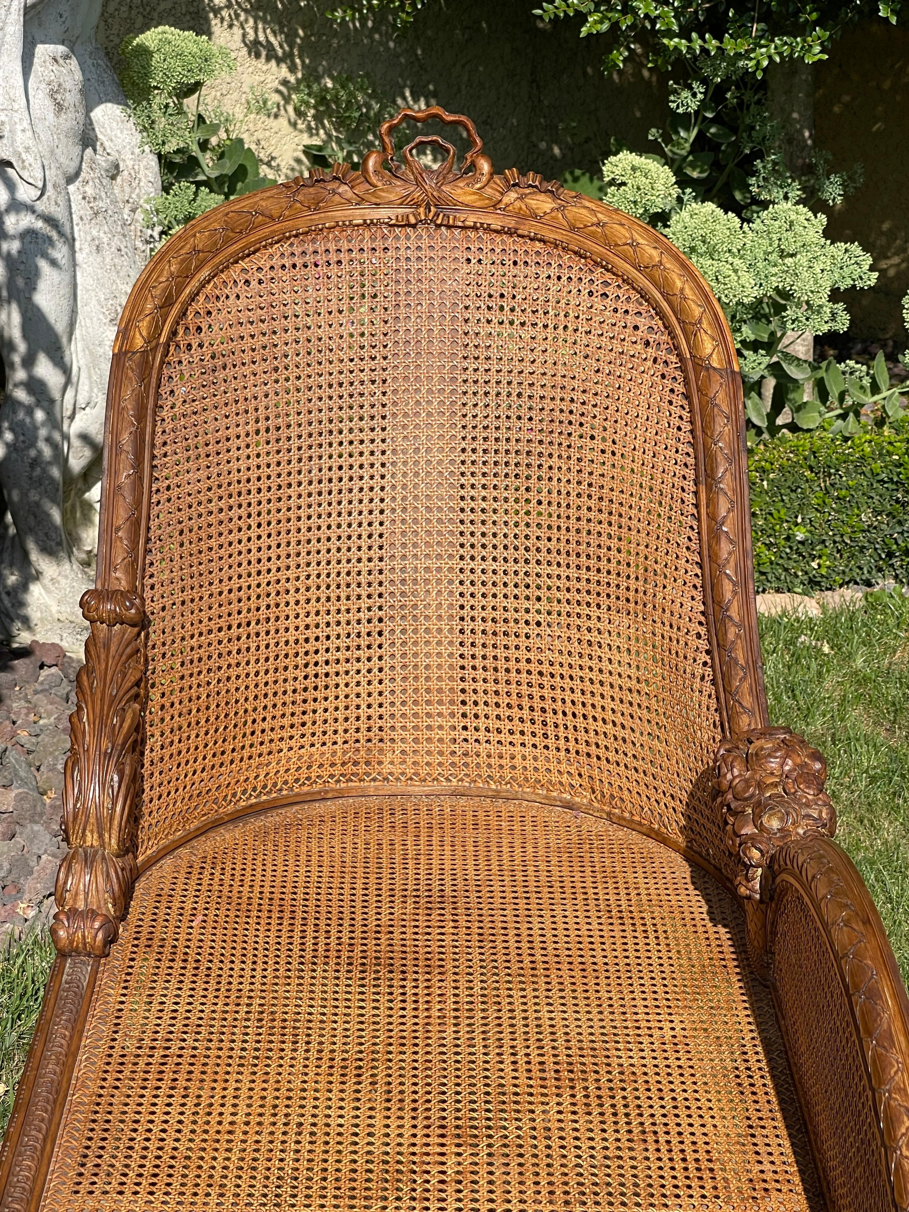 Louis XVI Style Cane Bench For Sale 11