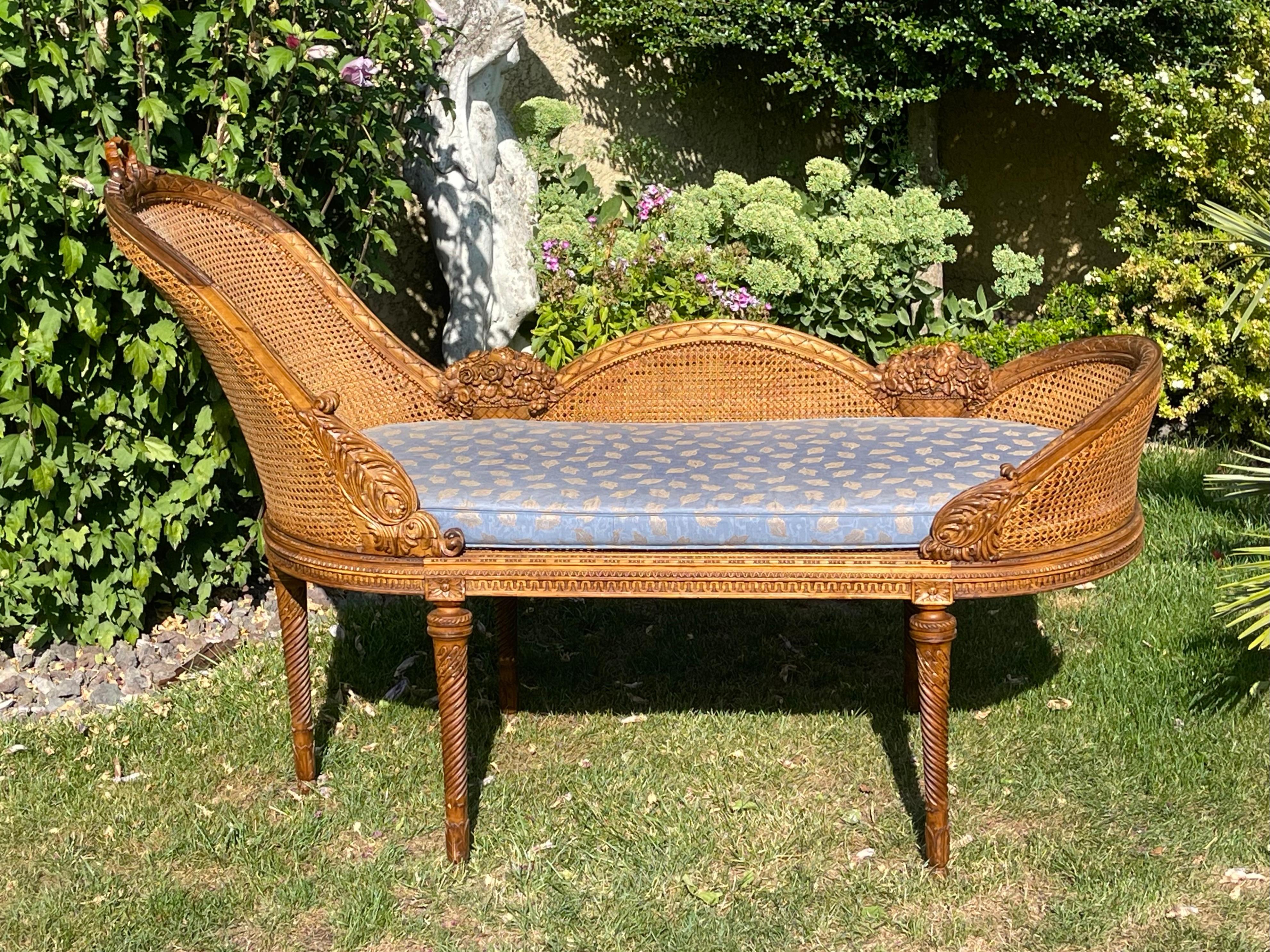 Louis XVI Style Cane Bench For Sale 14