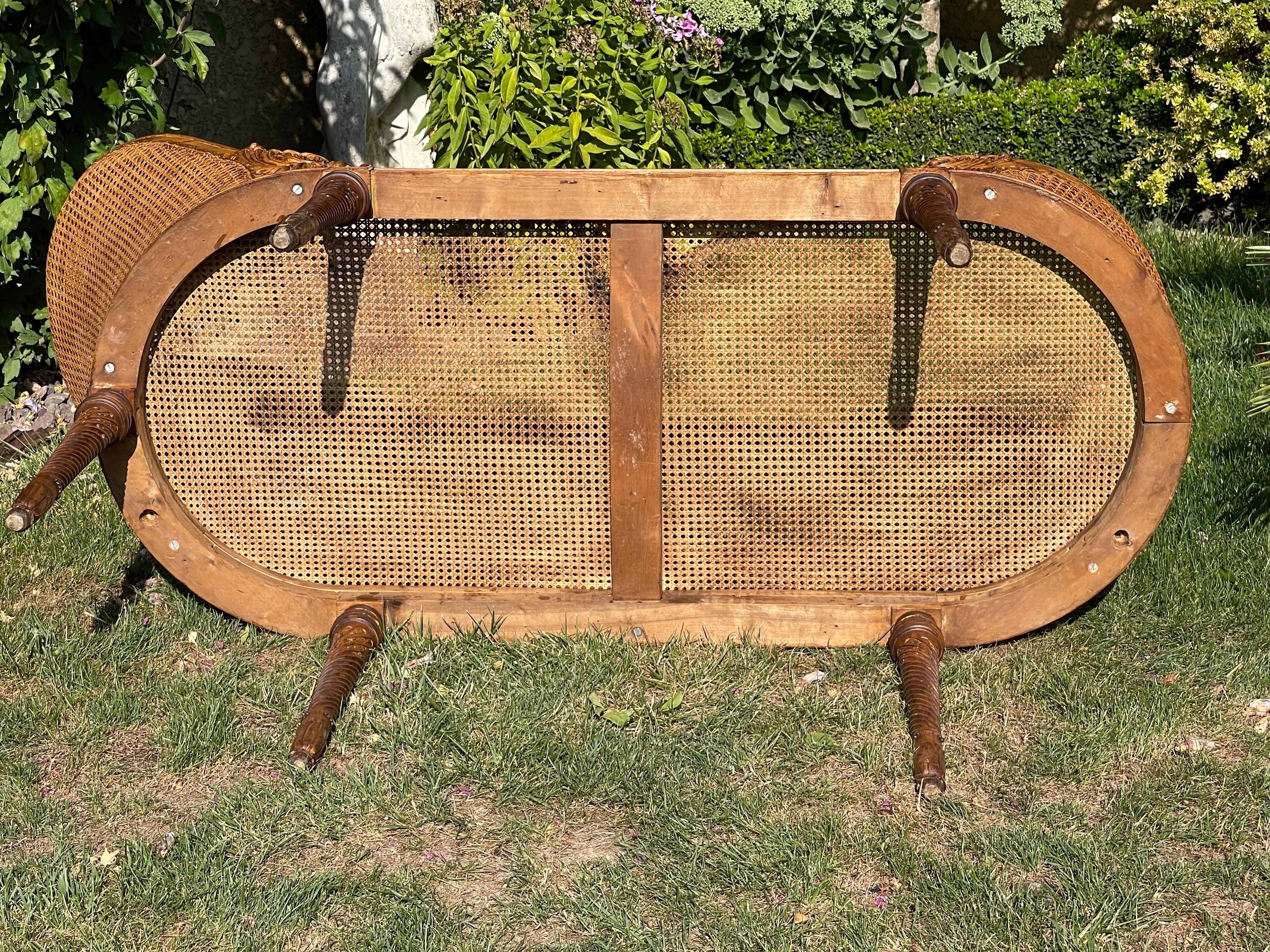 Louis XVI Style Cane Bench For Sale 15