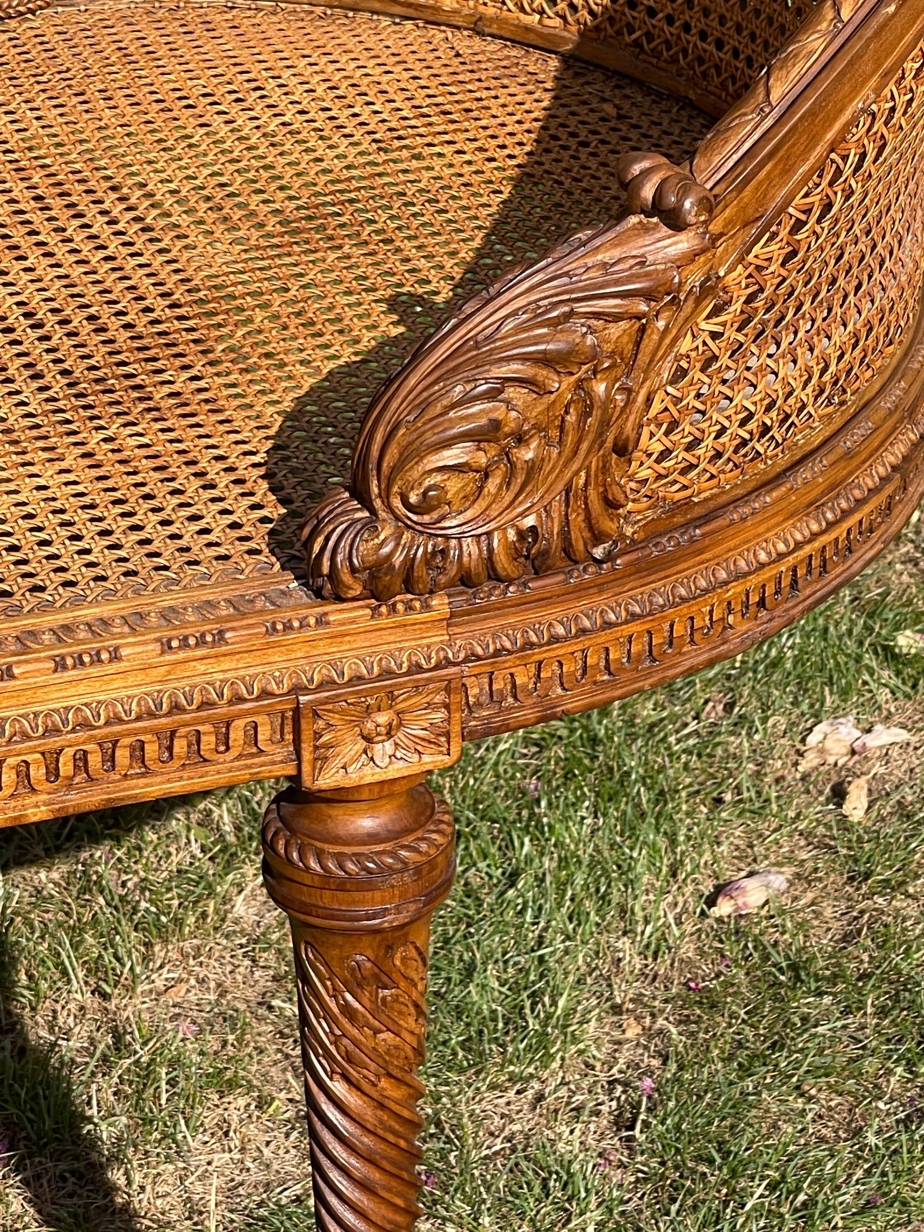 Louis XVI Style Cane Bench For Sale 4