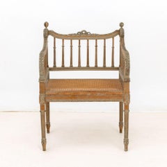 Louis XVI Style Cane Paneled Seat Fauteuil