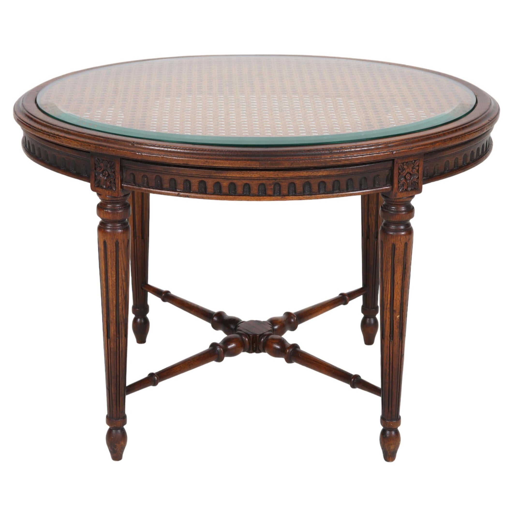 Ovaler Beistelltisch im Louis-XVI-Stil mit Kanälen im Angebot