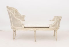 Louis XVI Style Caned Tete-a-Tete Chaise Longue