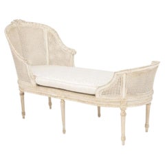 Louis XVI Style Caned Tete-a-Tete Chaise Longue
