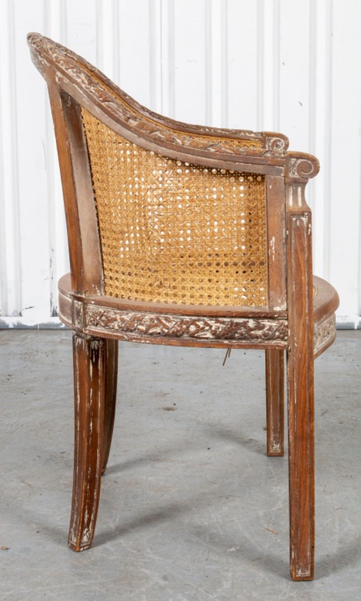 Louis XVI Style Caned Tub Armchair In Good Condition For Sale In New York, NY