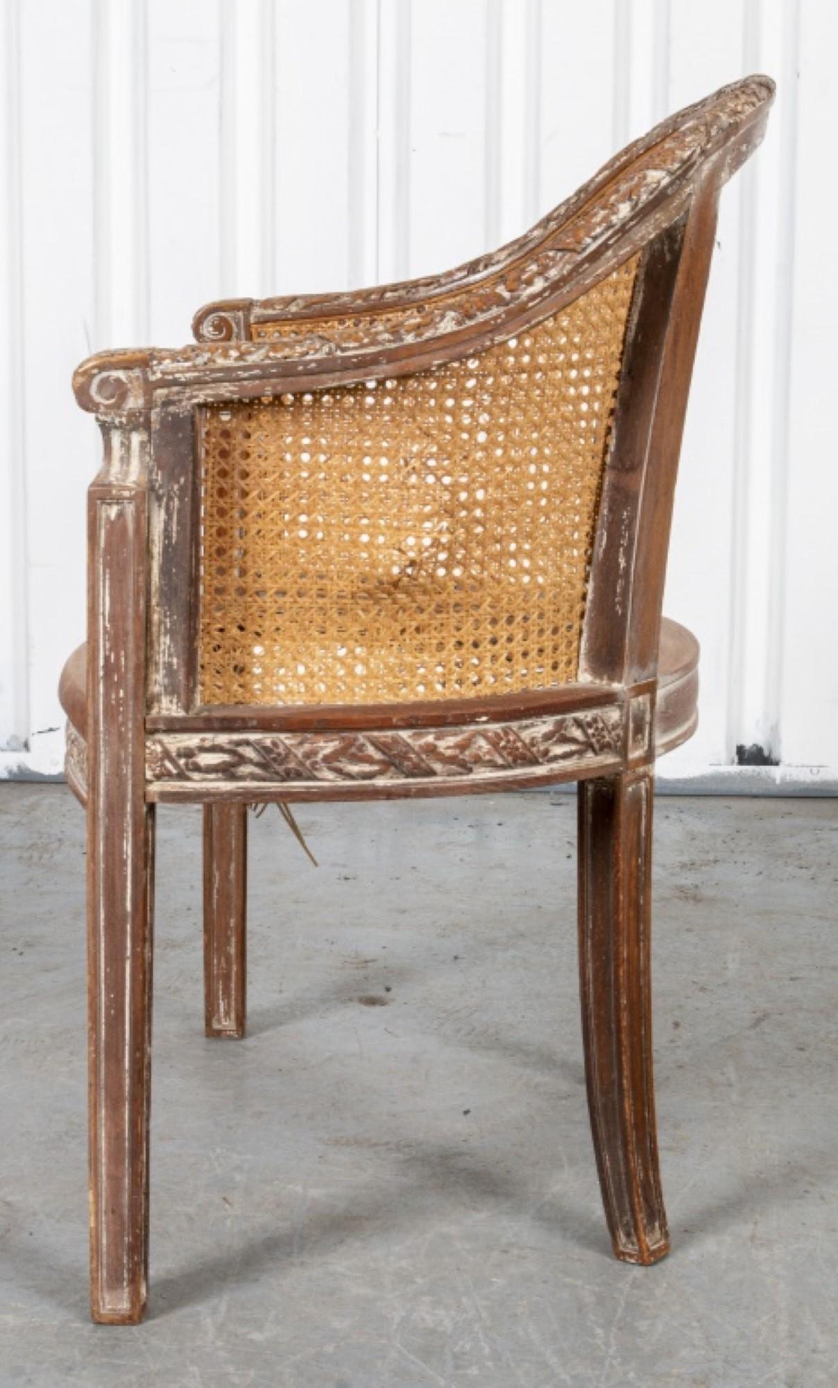 Louis XVI Style Caned Tub Armchair For Sale 1