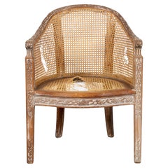 Vintage Louis XVI Style Caned Tub Armchair