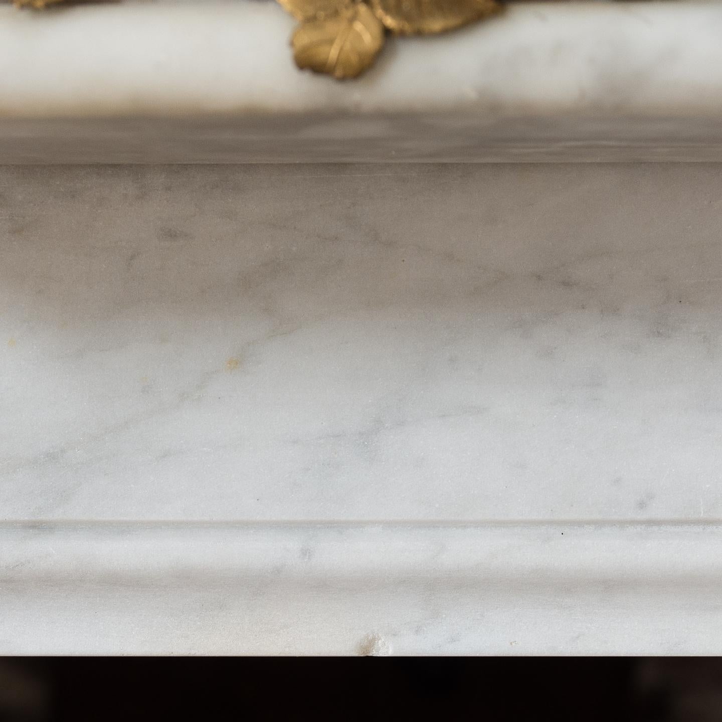 Louis XVI Style Carrara Marble and Ormolu Mounted Fireplace For Sale 6