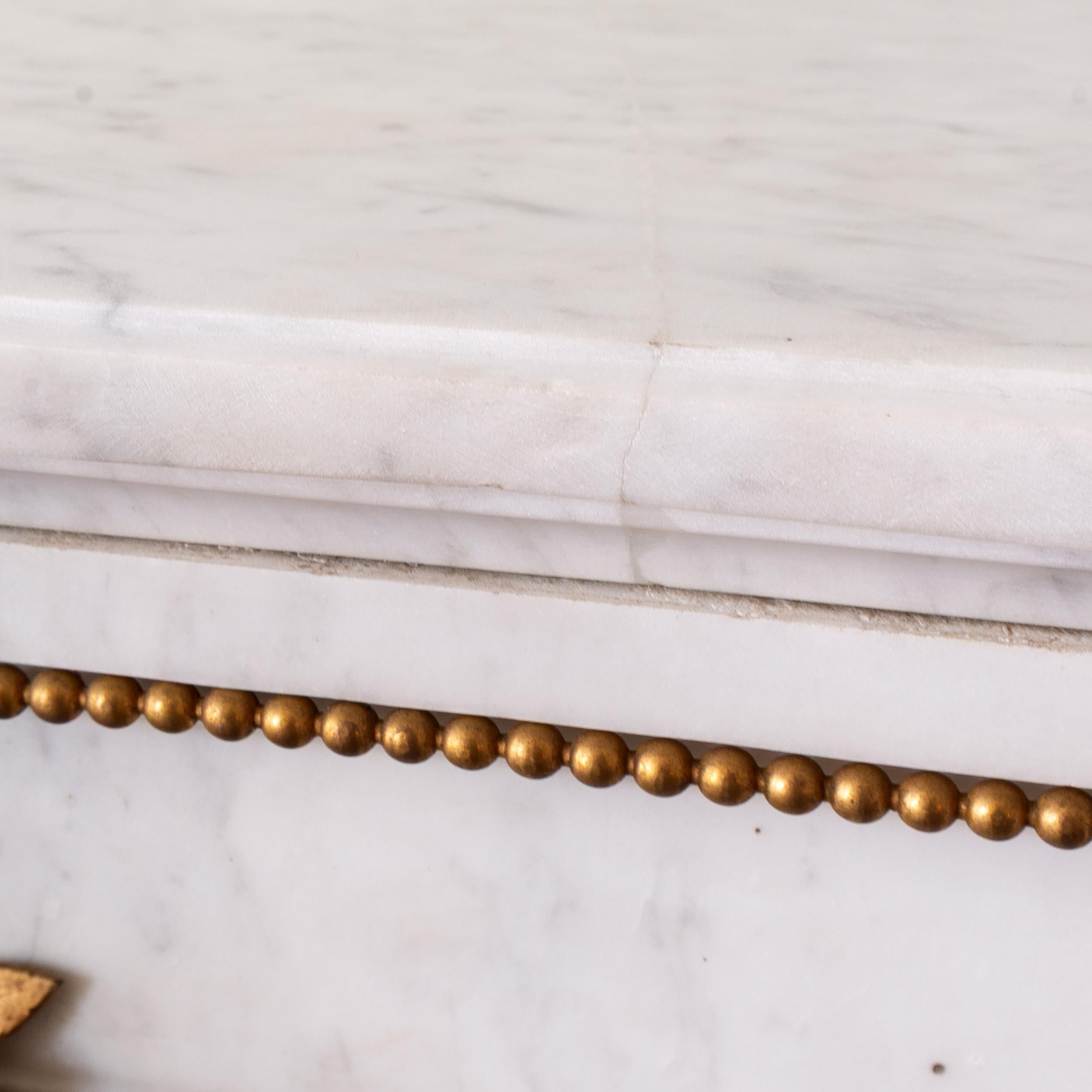 Louis XVI Style Carrara Marble and Ormolu Mounted Fireplace For Sale 10