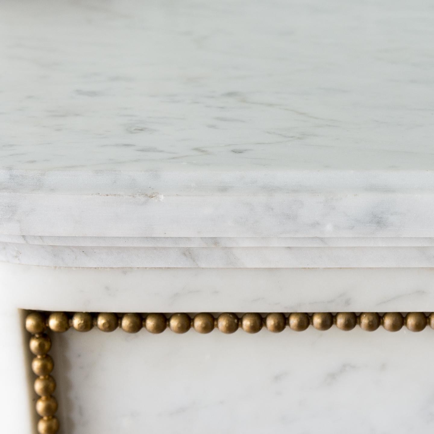 Louis XVI Style Carrara Marble and Ormolu Mounted Fireplace For Sale 12