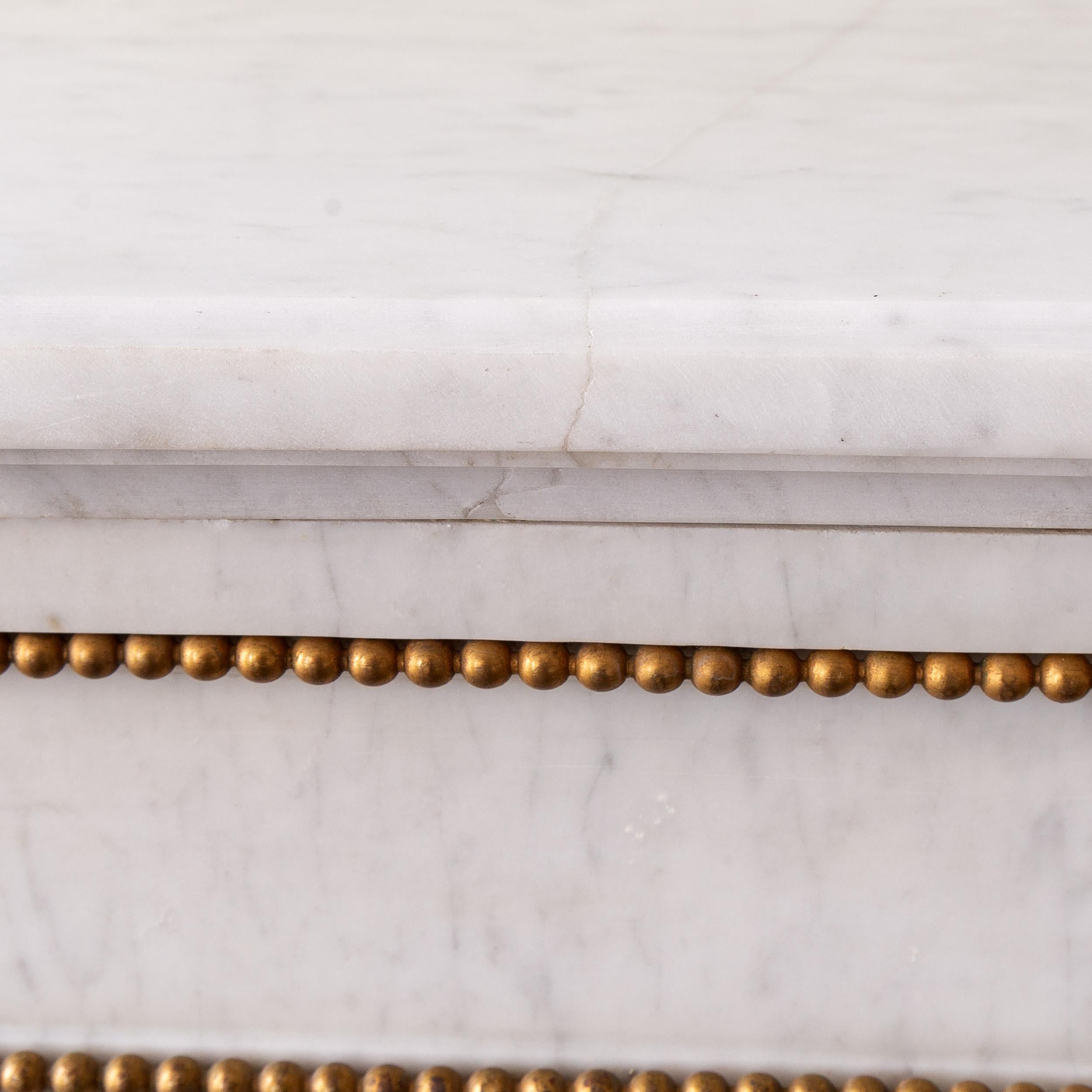 Louis XVI Style Carrara Marble and Ormolu Mounted Fireplace For Sale 12