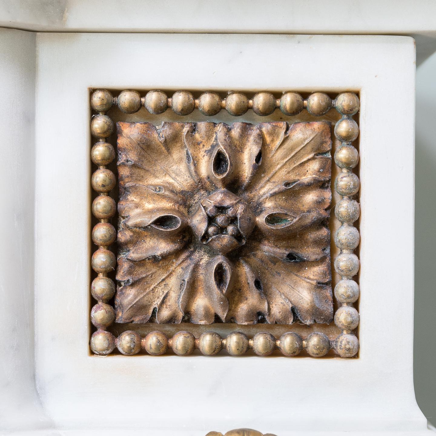 Louis XVI Style Carrara Marble and Ormolu Mounted Fireplace For Sale 2