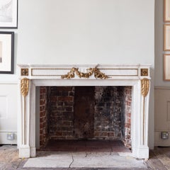 Louis XVI Style Carrara Marble and Ormolu Mounted Fireplace