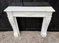 Louis XVI-style Carrara marble fireplace, circa 1880