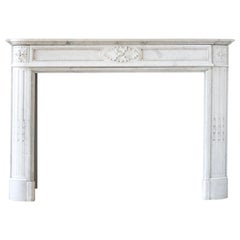 Louis XVI Style Carrara Marble Fireplace