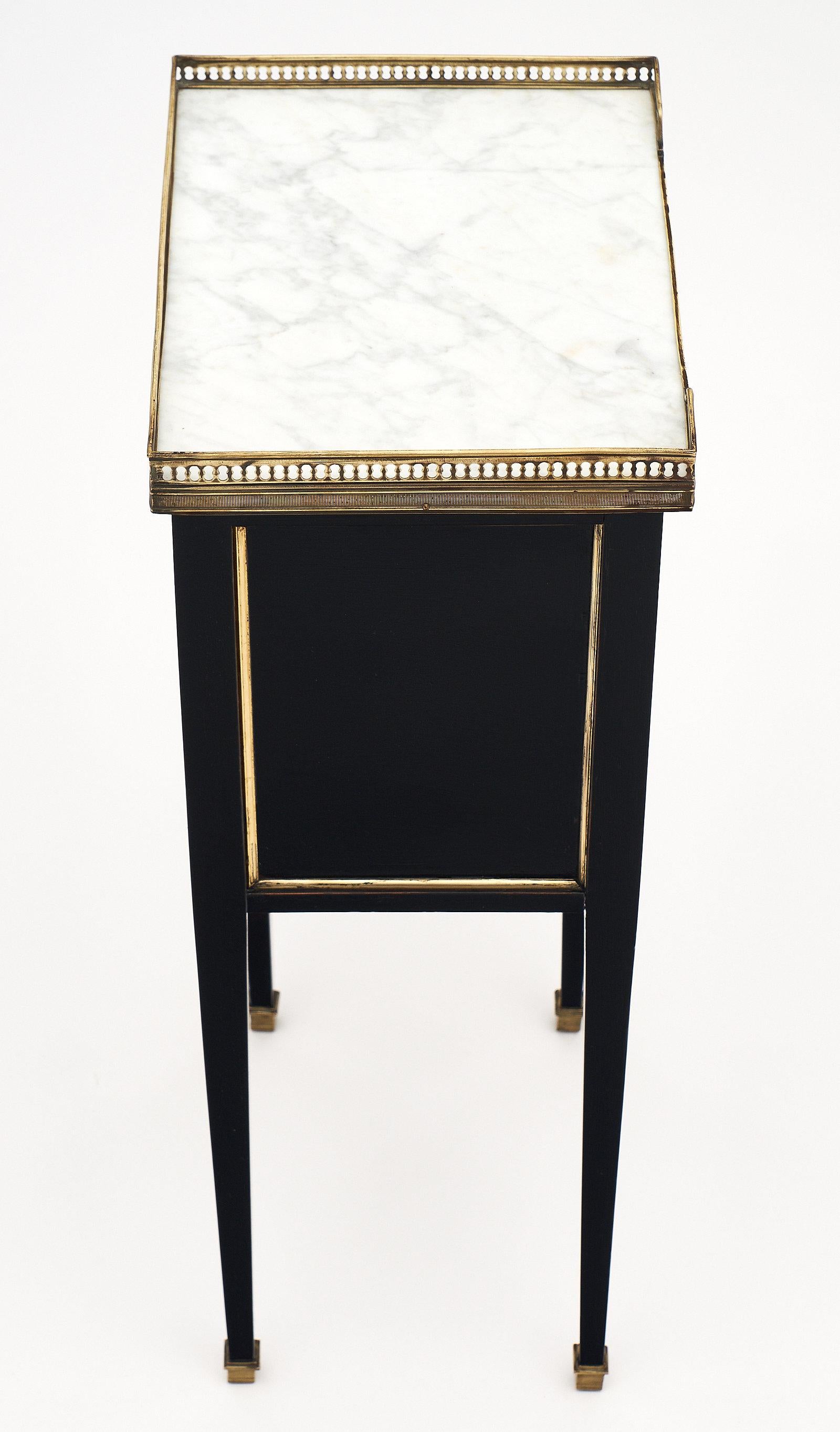 Louis XVI Style Carrara Marble Topped Side Tables 1