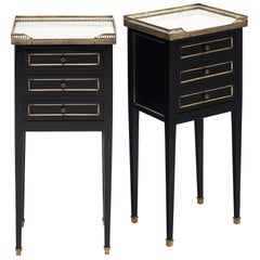 Louis XVI Style Carrara Marble Topped Side Tables Louis XVI Style Carrara Marble Topped Side Tables