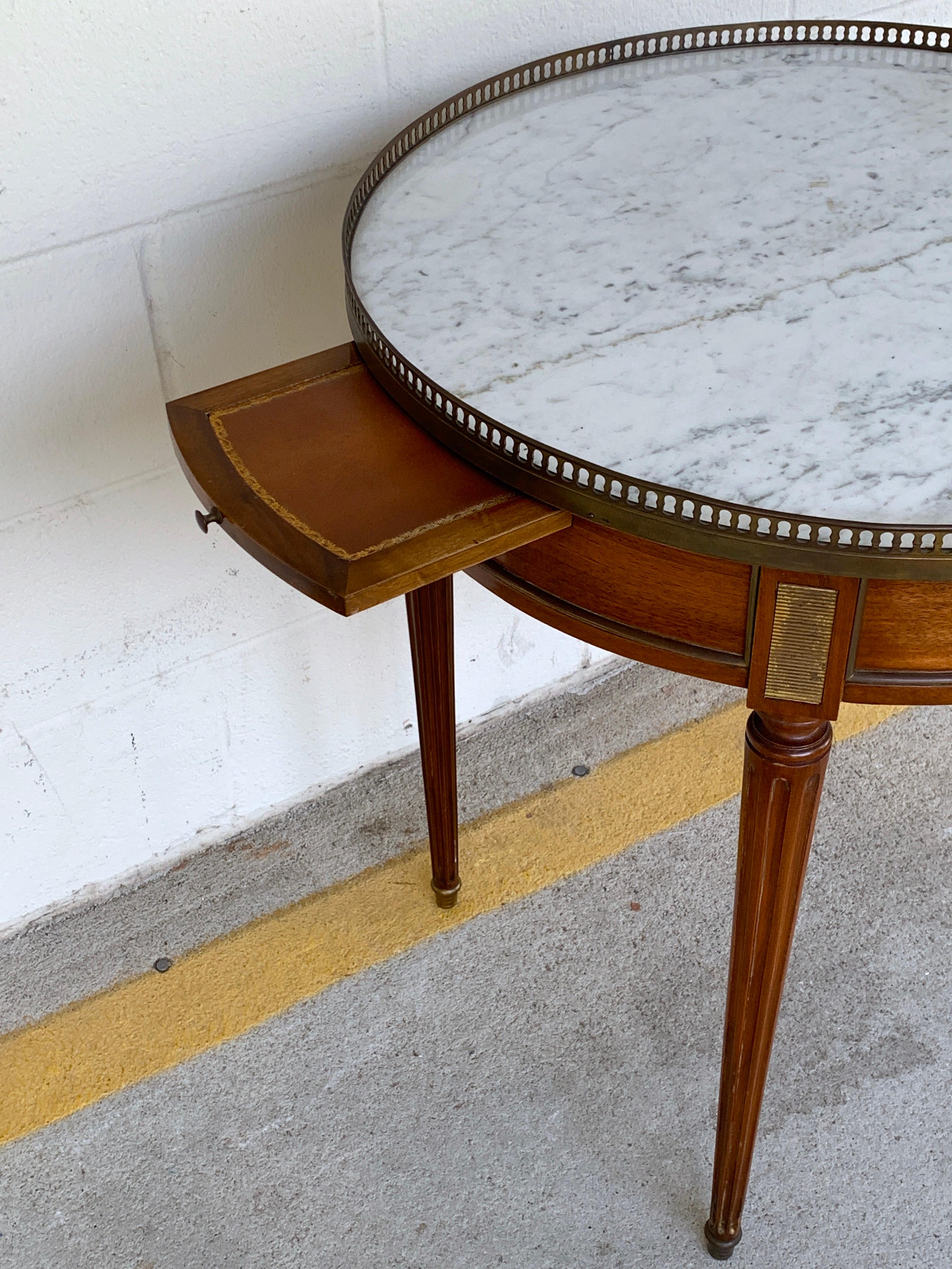 20th Century Louis XVI Style Carrera Marble-Top Bouillotte Table, Stamped Made in France For Sale