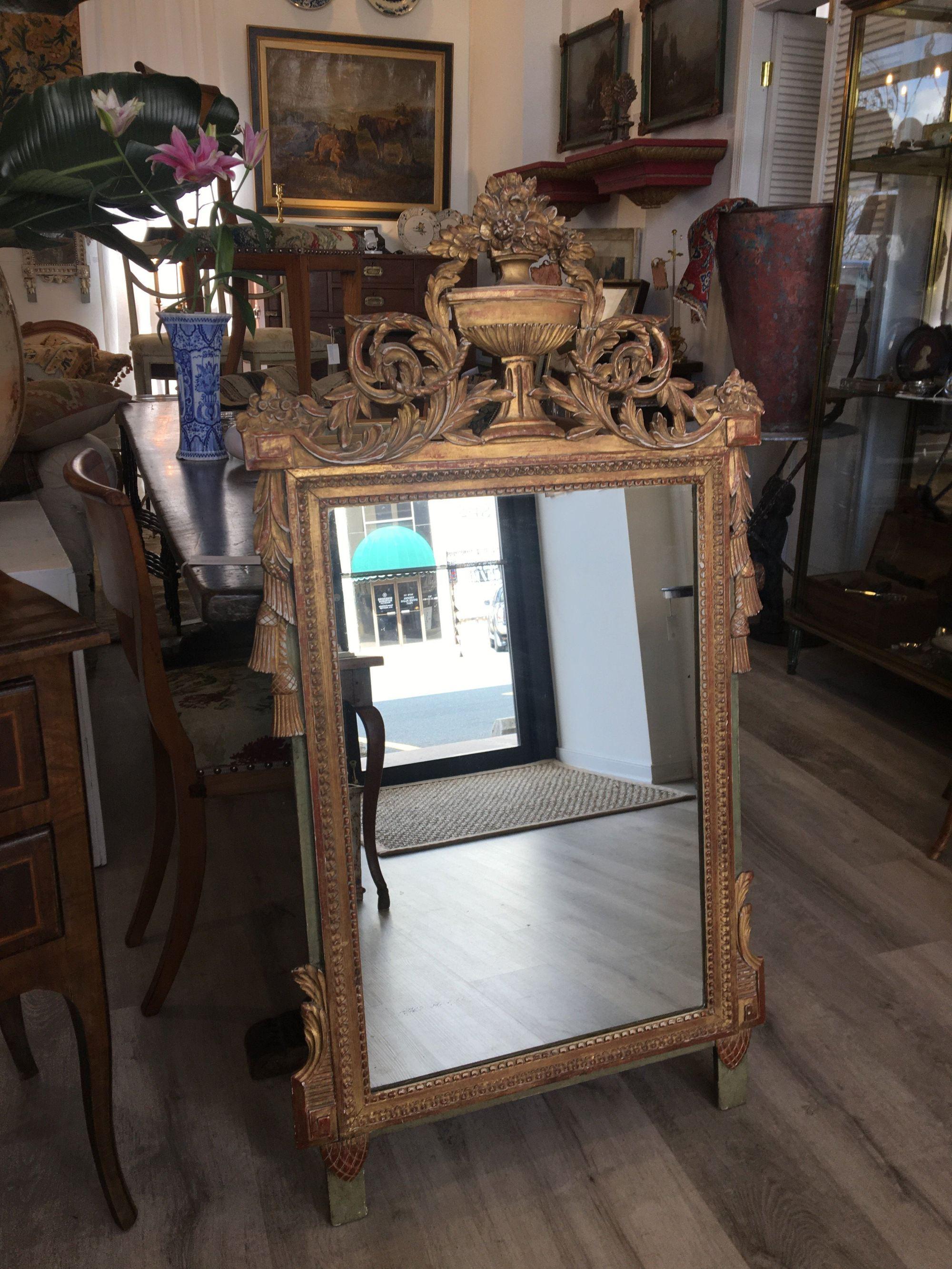 Louis XVI Style Carved and Gilded French Provincial Mirror, 19th Century In Good Condition In Doylestown, PA