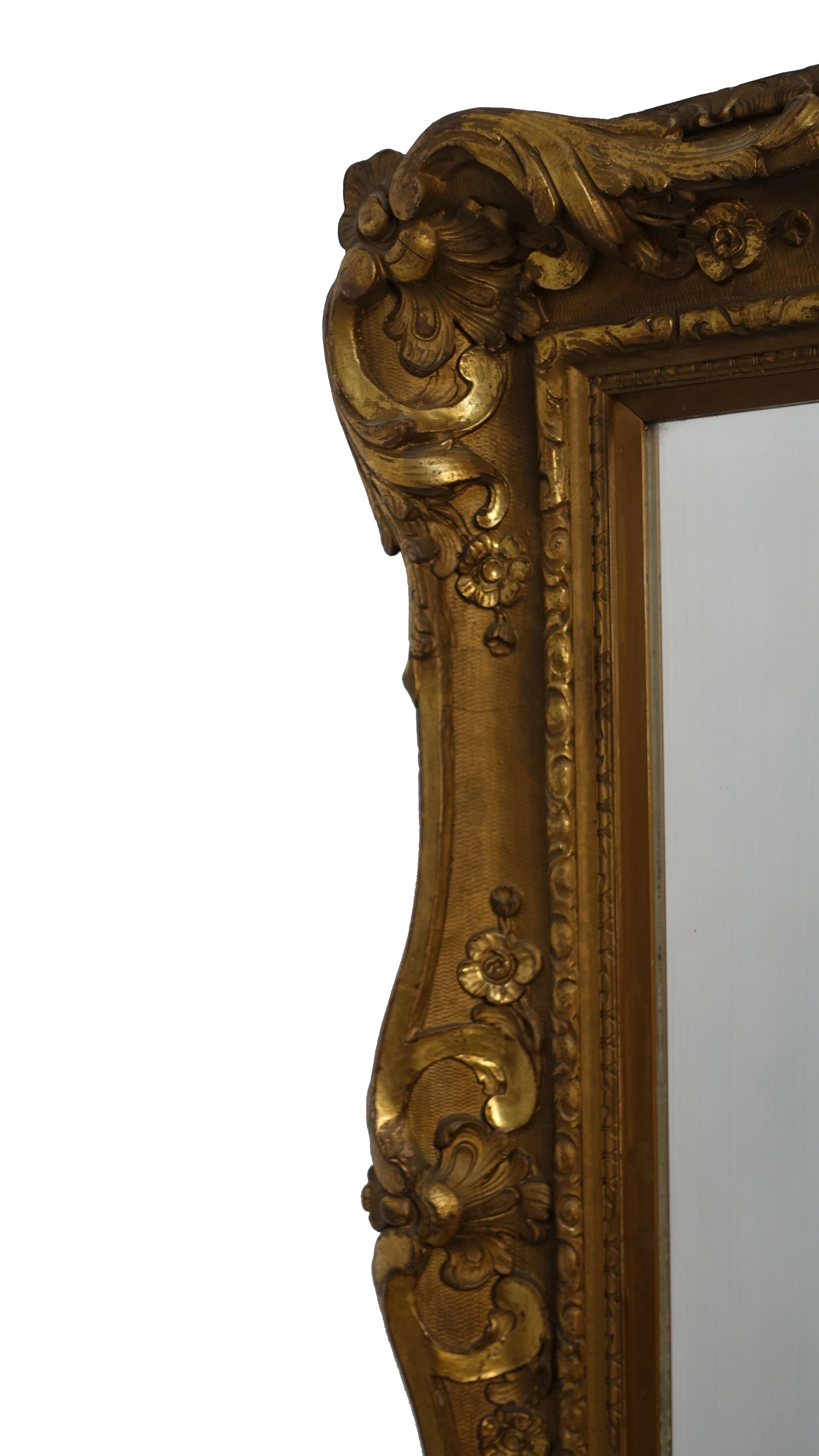 Louis XVI Style Carved and Gilt Frame Mirror, European, Mid-19th Century In Excellent Condition In San Francisco, CA