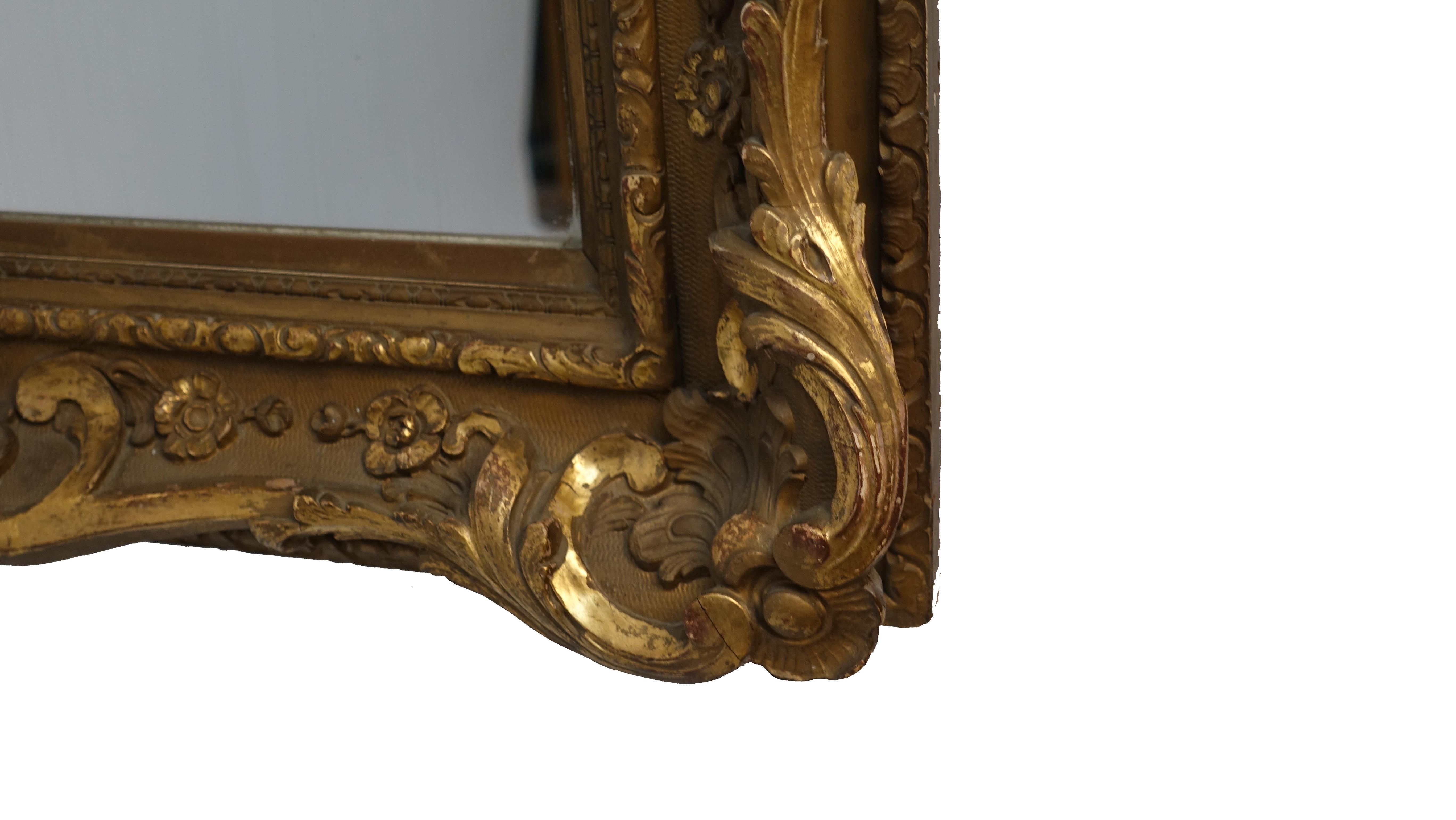 Louis XVI Style Carved and Gilt Frame Mirror, European, Mid-19th Century 1