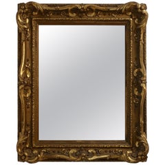 Antique Louis XVI Style Carved and Gilt Frame Mirror, European, Mid-19th Century