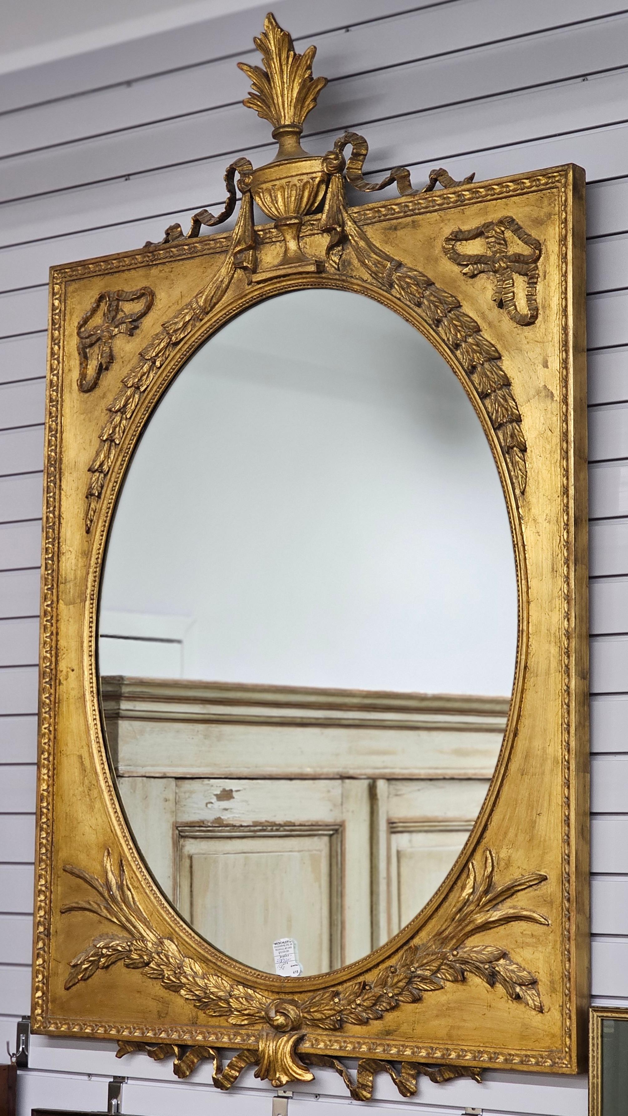 Louis XVI Style Gilt Wood Carved and ornate Frame Mirror
Measures 26.5