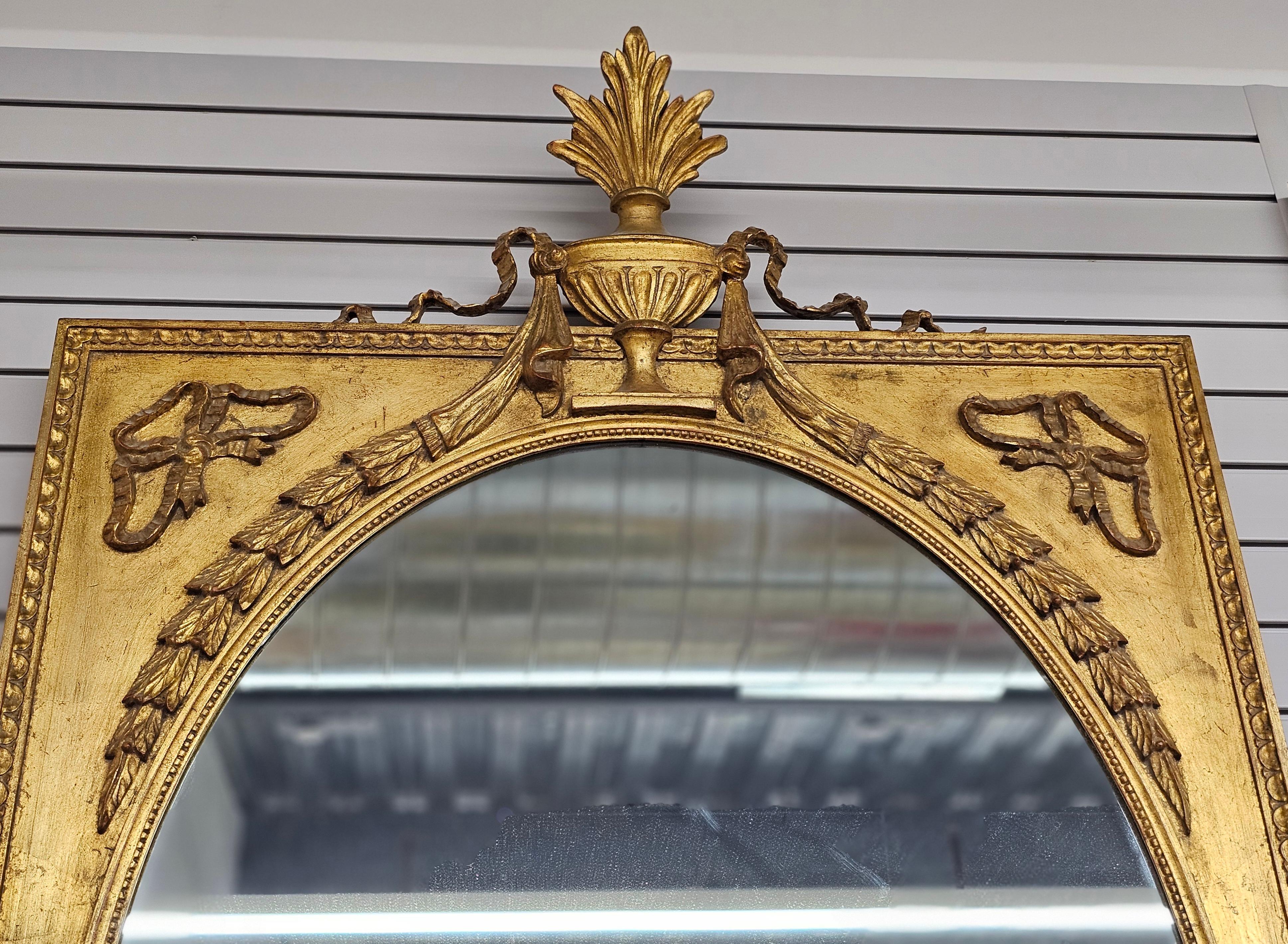 American Louis XVI Style Carved and Ornate Giltwood  Frame Mirror For Sale