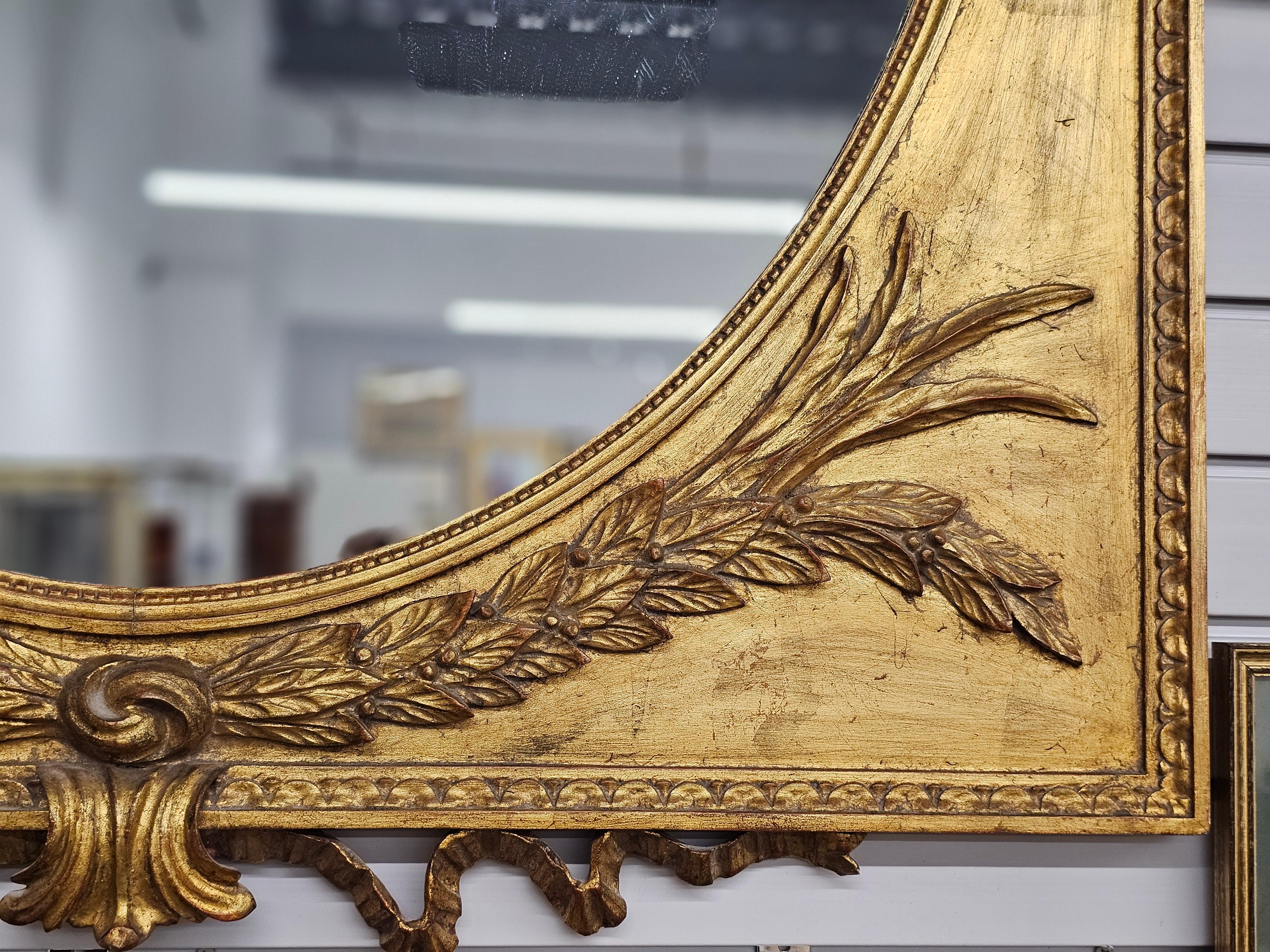 Louis XVI Style Carved and Ornate Giltwood  Frame Mirror In Good Condition For Sale In Germantown, MD